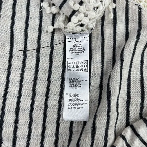 ⚓️ NWOT Oatmeal Black Striped Triangle Bandanna Scarf Lace Fringe Forever 21 OS - Picture 16 of 16